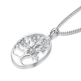 Environmental Friendly Silver Necklace Tree Circle Charm Necklaces