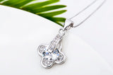 Fashion Lucky Grass Flower Petal Friendship Necklace 925 Sterling Silver