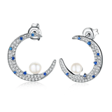 Half Moon Created Spinel Pearl Stud Earrings