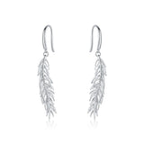 925 Sterling Silver Exquisite Light Feather Stud Earrings Precious Jewelry For Women