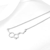 Serotonin Molecule Necklace Sterling Silver Neurotransmitter Necklace Chemistry Jewelry