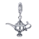  silver Oxidized zirconia Aladdin lamp Dangles Charms
