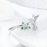 925 Sterling Silver Bird & Spring Tree Leaves Rings for Women and Girlfriend Sterling Silver Jewelry