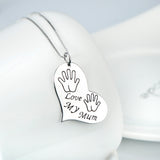 Double Hands And Heart Shaped Necklace Fine 925 Sterling Silver Jewelry For Mom