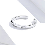 925 Sterling Silver Sunshine Engrave Adjustable Finger Rings for Women Stackable Korea Style Fine Jewelry