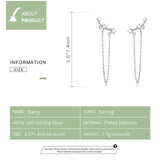 925 Sterling Silver Long Chain Tassel Dangle Earrings Precious Jewelry For Women