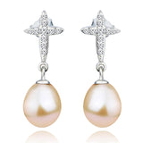 Fancy silver mounting earrings freshwater pearl earring women