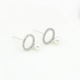 Korean Version Of S925 Hollow Oval Ring Female Fashion Personality Beaded Zircon Earrings