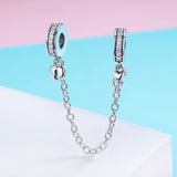 S925 Sterling Silver Zirconia Love Only Silicone Safety Chain Charms