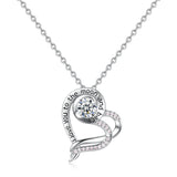Heart-shaped  sterling silver CZ necklace pendant fashion I love you to the moon and back  jewelry