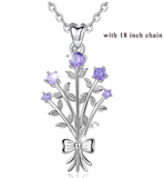 925 Sterling Silver bunch of Purple flowers necklace Purple CZ Pendants Women Jewelry for birthday gift for girlfriend