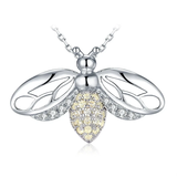 Bee CZ Silver Pendant Necklace