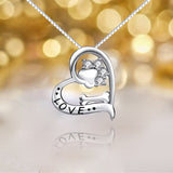 S925 Sterling Silver Creative Love Bone Pendant Necklace Female Jewelry Cross-Border Exclusive