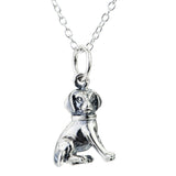 Dog Sitting Pendant Necklace Silver Plated Animal Friend Necklace Women