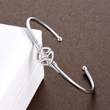 Celtic Knot Bracelet Cubic Zirconia Open Cuff Silver Bracelet Bangle
