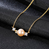 S925 sterling silver necklace  crystal cubic zircon freshwater pearl pendant female jewelry