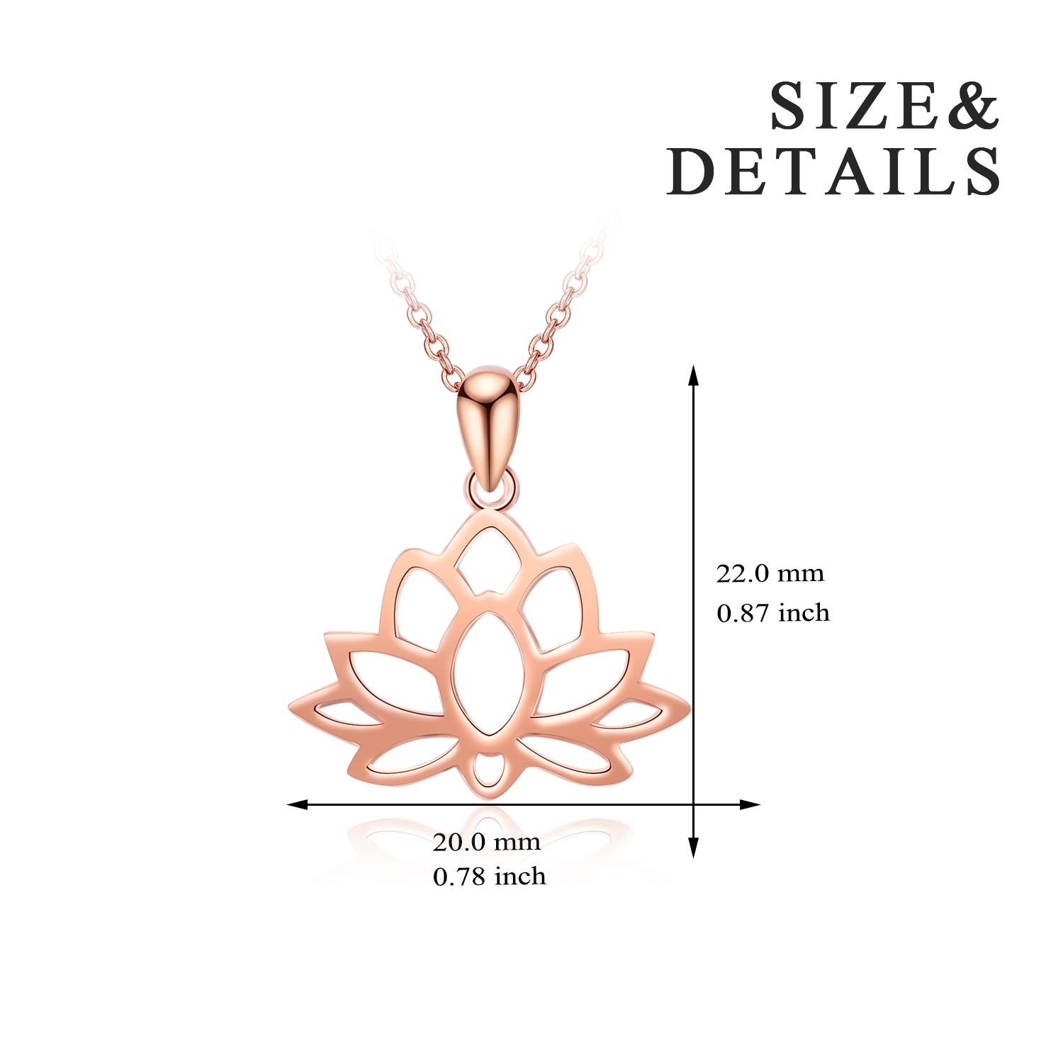 Lotus Engraved Necklace Water Lily Shape Chain Plant Design Necklace