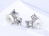 S925 sterling silver fashion wild small fresh diamond earrings shell flower earrings