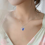 Phoenix Pendant Necklace for Women Girls 925 Sterling Silver Heart Crystal Jewelry Gifts