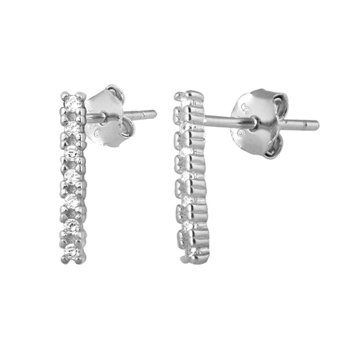 1/60 Cttw Natural Diamond Mini Bar Stud Earrings in 925 Sterling Silve –  Fifth and Fine