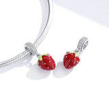 925 Sterling Silver Fresh Strawberry Beads Charm For Bracelet  Fashion Jewelry For Women