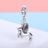 S925 Sterling Silver Oxidized Unicorn Memory Dangles Charms