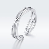 S925 Sterling Silver Space-Time Shuttle Ring White Gold Plated Knot Ring