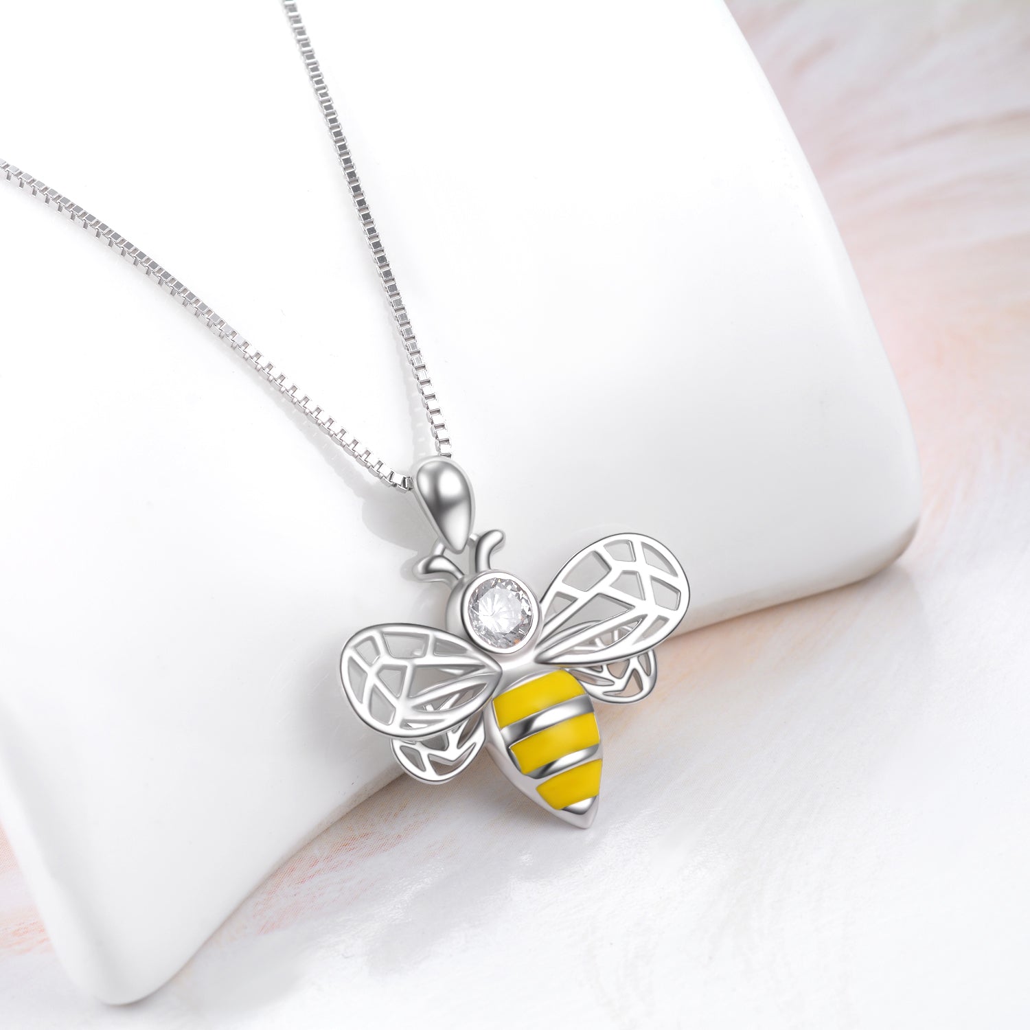 Bee Colorful Yellow Enamel Necklace Animal Jewelry Design Necklace