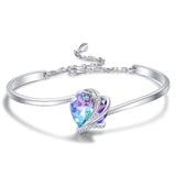 Heart Shape Gemstone Bracelet Cubic Zirconia Twine Silver Bracelet