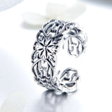 S925 Sterling Silver Vintage Flower Ring Oxidized Ring