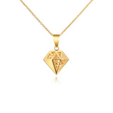 18K Gold Sleek Minimalist Crystal Solid Triangle Geometric Necklace