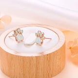 S925 Sterling Silver Jewelry Puppy Dog Cat Pet Paw Print Stud Earrings