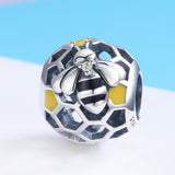 S925 Sterling Silver Oxidized Epoxy Honeycomb Charms