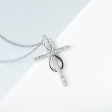 Classic Religious Crossing Necklace Wholesale 925 Sterling Silver Cubic Zirconia For Woman