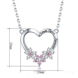 925 Sterling Silver Romantic Heart Chain Pink Stone Necklace For Women Jewelry Valentine's Day Gifts