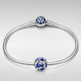 Mothers Day Gifts for Mom Vine Leaf 925 Sterling Silver Blue Enamel Bead Charms Fit for Bracelet Gifts for Her