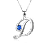 New Design Letter Simple D Necklace with Blue Cubic Zirconia Stone