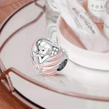 Baby Charm Bead 925 Sterling Silver Sleeping Baby Wrapped in Angel Wings Charm with CZ Fit for Bracelet Charm Gifts for Mothers Friends