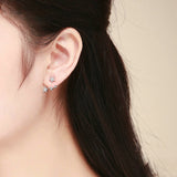 Authentic 925 Sterling Silver Clear CZ Luminous Ear Jackets Earrings for Women Silver 925 Women Girl Gifts Jewelry