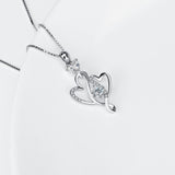Zirconia micro paved necklace s925 sterling silver sweet hollow heart pendant