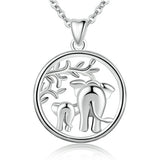 Elephant Mother & Child & Tree Pendant Necklaces