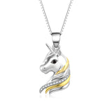 Unicorn Double Color Necklace Animal Silver 18 Inch Chain Necklace