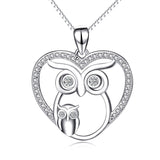 S925 Sterling Silver Creative Love Owl Mother And Child Pendant Necklace Female Jewelry Cross-Border Exclusive