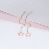 18K Gold Fashion Hot Sale Long Chain Star Dangle Drop Earrings Ladies Jewelry Rose Gold Plated