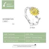 925 Sterling Silver Beautiful Sunflower Finger Rings Fashion Jewelry For Wedding Band Engagement