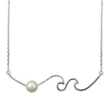 Waves and Pearl pendant necklace