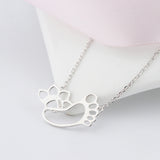 925 sterling silver cute footprint chain Dog paw print Necklace for women Human friend fashion Jewelry gift free ship
