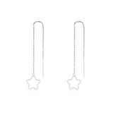 18K Gold Fashion Hot Sale Long Chain Star Dangle Drop Earrings Ladies Jewelry White Gold Plated