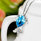 S925 sterling silver Austrian crystal small goldfish necklace crystal pendant jewelry wholesale