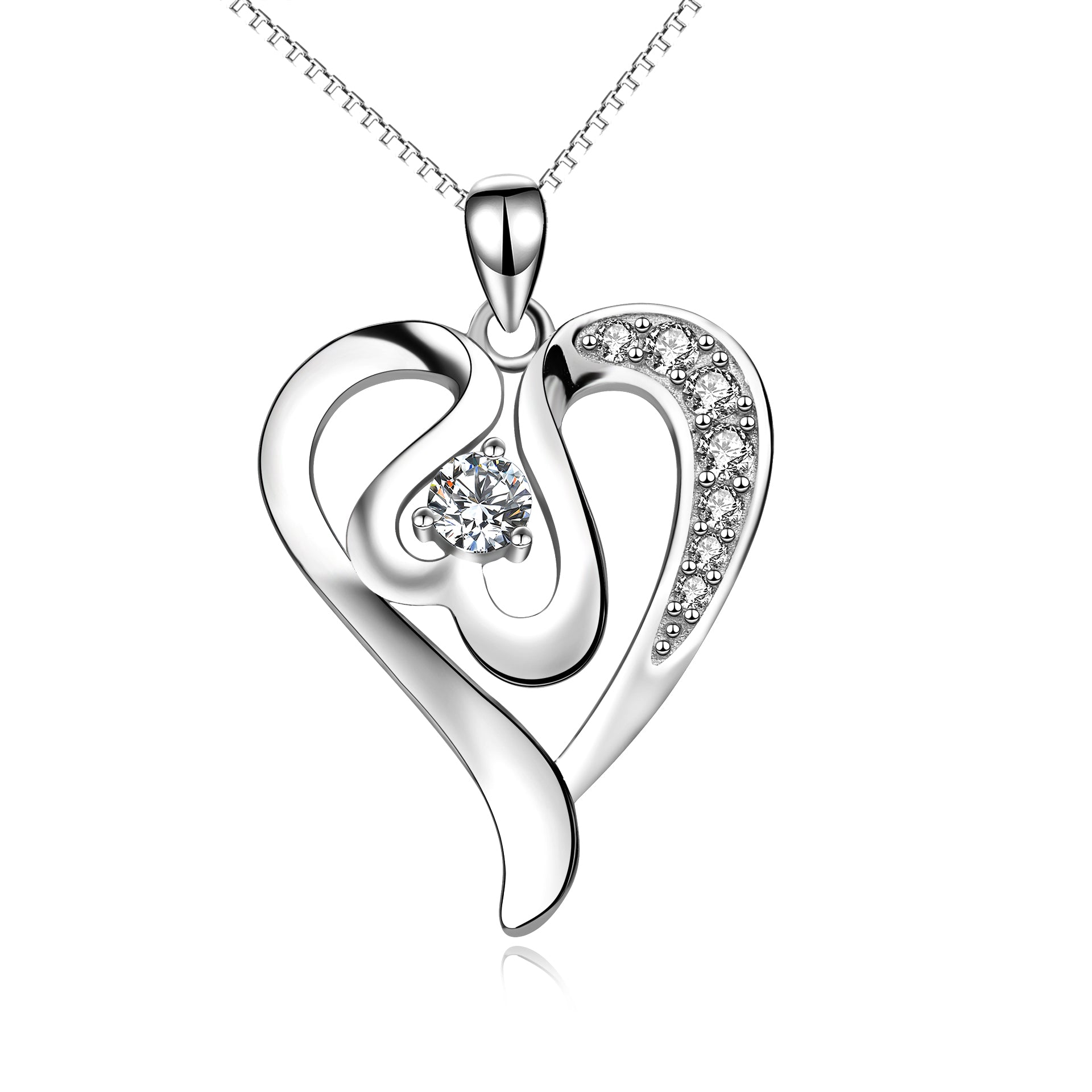 Factory Price Necklace Pretty Design Chain Cubic Zircon Heart Necklace for Girlfriend